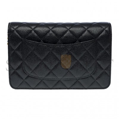 CHANEL WALLET ON CHAIN BAG IN BLACK LEATHER AS4860 (19*13*4cm)